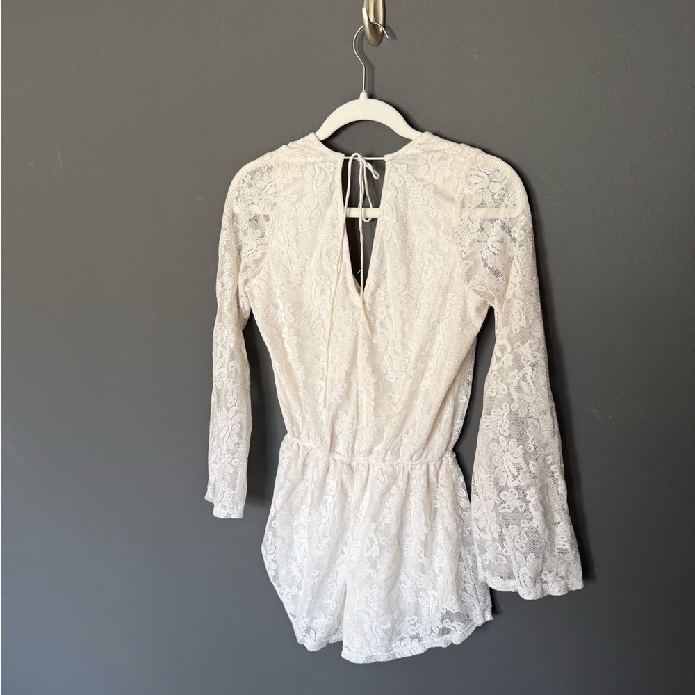 Express Ivory Lace Tie-Back Romper